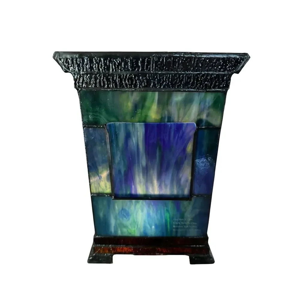 Dale Tiffany Stained Glass Dragonfly Floral Desk Clock Roman Numerals Multicolor